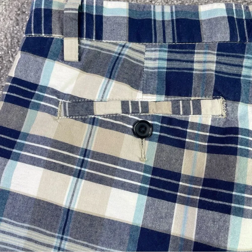 Nautica Shorts Men's 34 Blue Plaid Pockets Flat Front Casual Cotton Summer - Picture 4 of 13